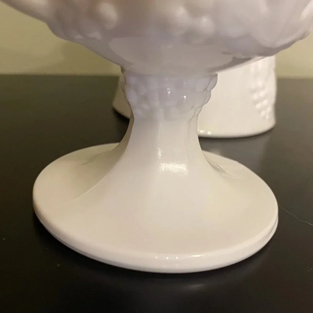 Indiana Milk Glass Colony Harvest Grape Pattern Creamer and Sugar Bowl Set  VTG